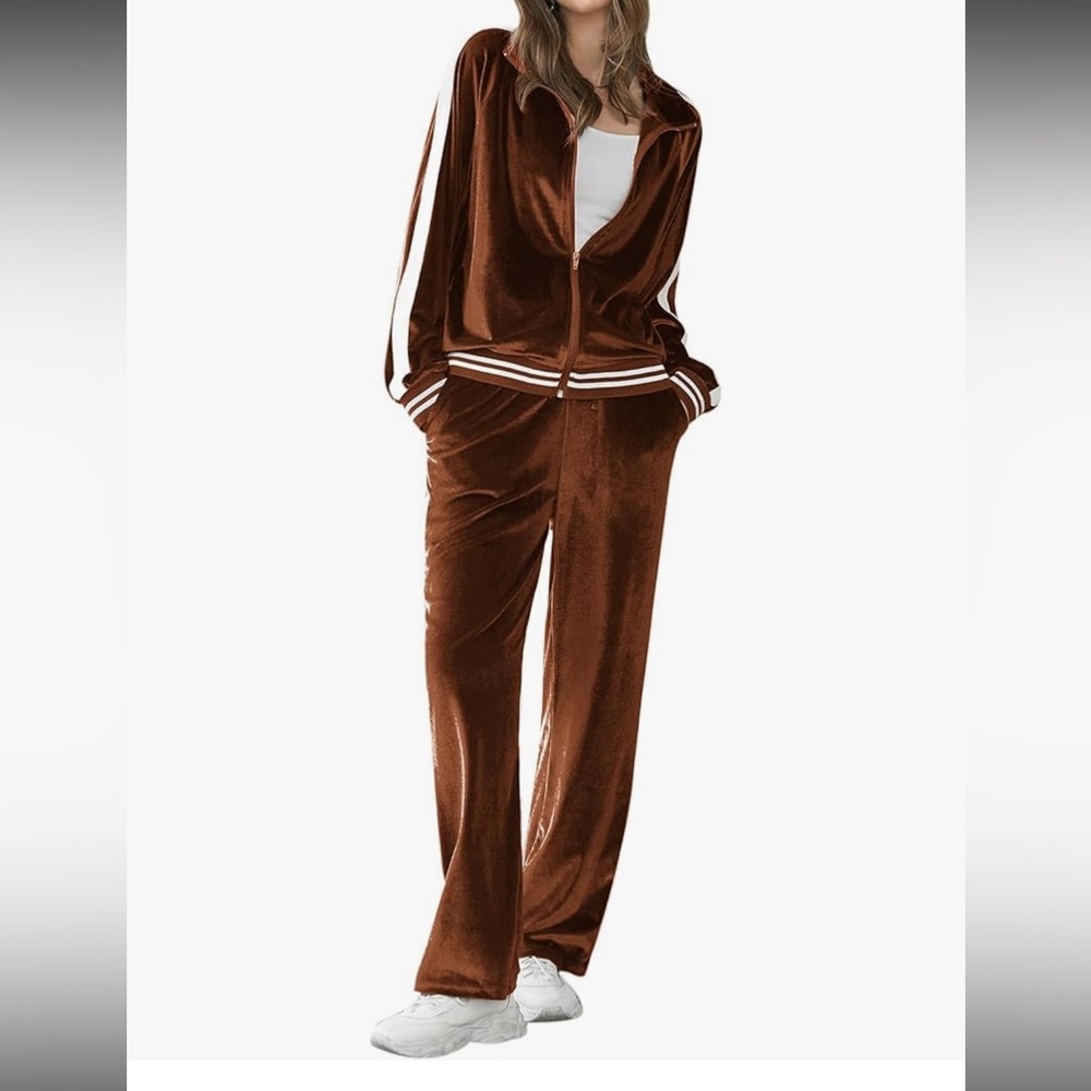 Brown Velour Tracksuit